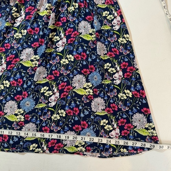 Talbots Smocked Split Neck Dress Knee Length Fit & Flare Floral Print XS - Picture 5 of 8